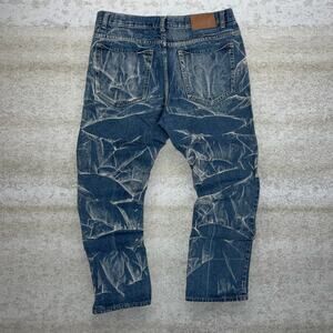 Vintage Skater Jeans Sacred Crown Dark Wash Relaxed Fit Denim Rap Style Art Y2K